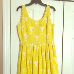 Yellow floral fit and flare dress